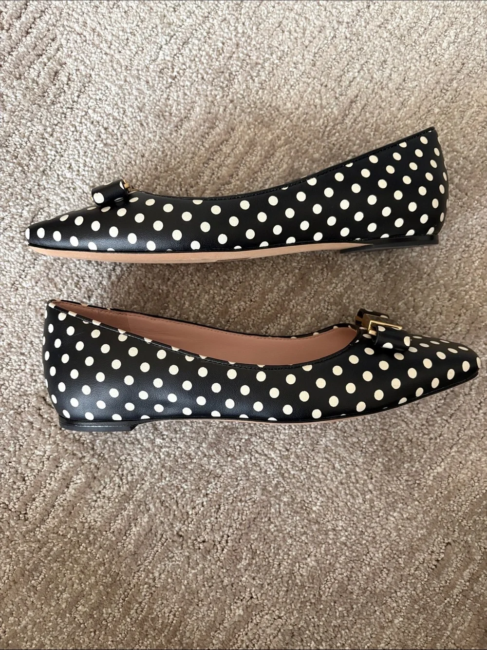 kate spade Black and White Polka Dot Bow Ballet Flats
